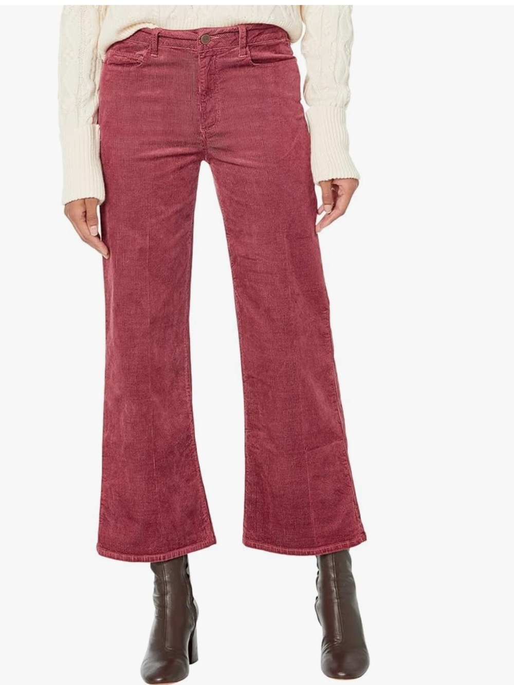 PAIGE Women's Leenah Ankle High Rise Wide Length in Dusted Berry Size 24